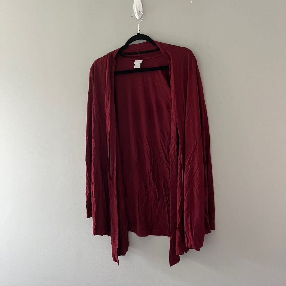 Chico's Maroon Knit Cardigan Open Front Size Large